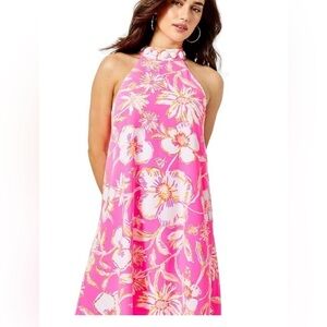 Lilly Pulitzer Alli Halter Swing Dress Prosecco Pink Peachy Bloom EUC
